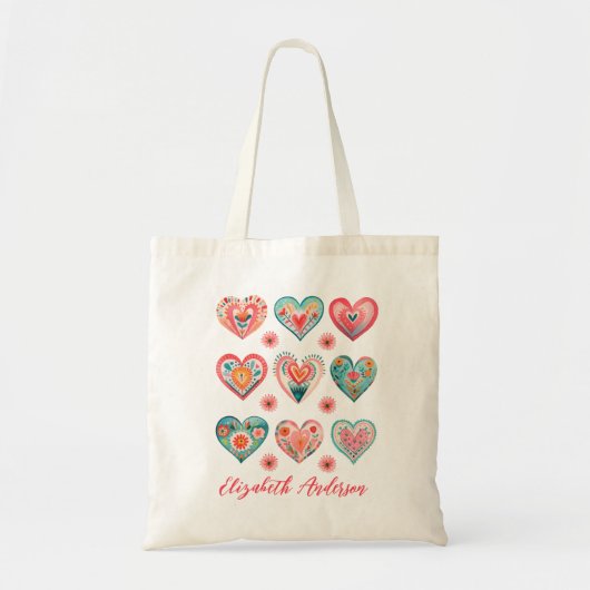 Cute Valentijnshart-patroon Tote Bag (Voorkant)