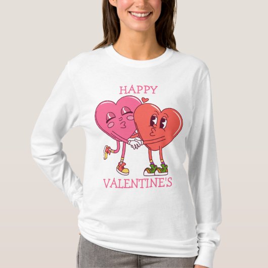 Cute Valentijnshartjes Koppel Dames T-Shirt (Voorkant)