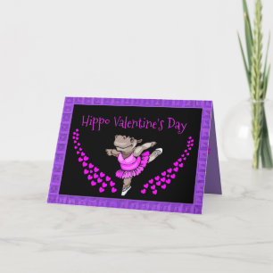 Cute Valentijnskaart met nijlpaard ballerina Kaart