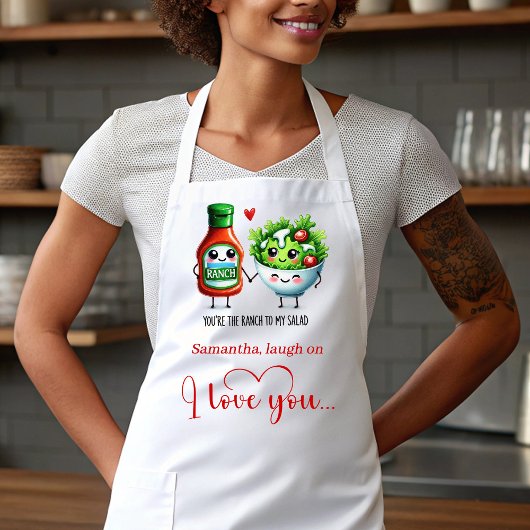 Cute Valentine Apron Funny Food Quotes Custom Name Schort