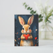 Cute Valentine Bunny Modern Art Briefkaart (Staand voorkant)