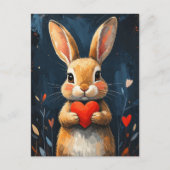 Cute Valentine Bunny Modern Art Briefkaart (Voorkant)