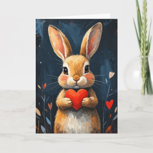 Cute Valentine Bunny Modern Art Kaart (Voorkant)