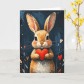 Cute Valentine Bunny Modern Art Kaart (Gele Bloem)
