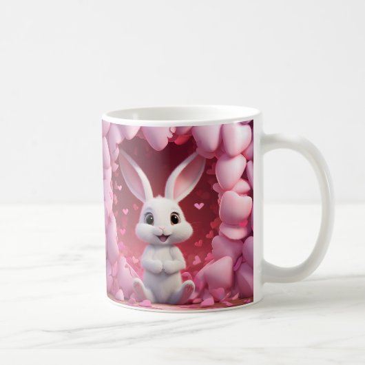 Cute Valentine Bunny Mug | Valentine's Day Mug Koffiemok (Rechts)