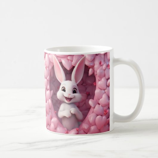 Cute Valentine Bunny Mug | Valentine's Day Mug Koffiemok (Rechts)