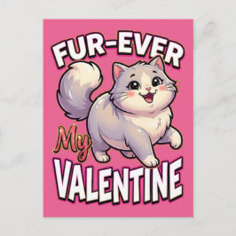 Cute Valentine Cat – Fur-Ever My Valentine Briefkaart