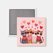 Cute Valentine Cats in Heart Sunglasses Magneet (Voorkant / Achterkant)