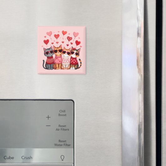 Cute Valentine Cats in Heart Sunglasses Magneet (Insitu (Koelkast))