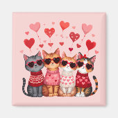 Cute Valentine Cats in Heart Sunglasses Magneet (Voorkant)