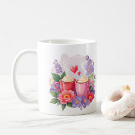 Cute Valentine Cocoa Mugs with Flowers & Hearts Koffiemok