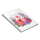 Cute Valentine Cocoa Mugs with Flowers & Hearts Notitieboek (Rechterzijde)
