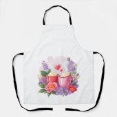 Cute Valentine Cocoa Mugs with Flowers & Hearts Schort (Voorkant)