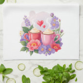 Cute Valentine Cocoa Mugs with Flowers & Hearts Theedoek (Gevouwen)