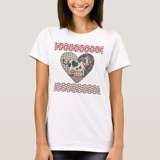 Cute Valentine Cow Lovers T-shirt (Voorkant)