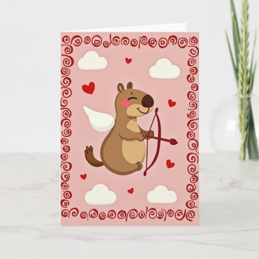 Cute Valentine Cupid Animal Card Kaart (Voorkant)