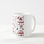 Cute Valentine Day Doodle Love Design on White Mug Koffiemok (Voorkant rechts)