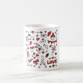 Cute Valentine Day Doodle Love Design on White Mug Koffiemok (Center)