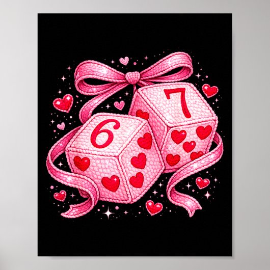 Cute Valentine Dice 6 7 Plush Hearts Nk Aesthetic  Poster (Voorkant)