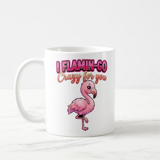 Cute Valentine Flamingo–I Flamin-Go Crazy for You Koffiemok (Links)