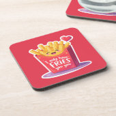 Cute Valentine French Fries Pun Bier Onderzetter (Linkerzijde)