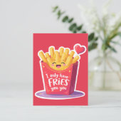 Cute Valentine French Fries Pun Briefkaart (Staand voorkant)