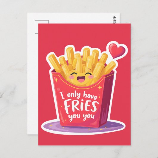Cute Valentine French Fries Pun Briefkaart (Voorkant / Achterkant)