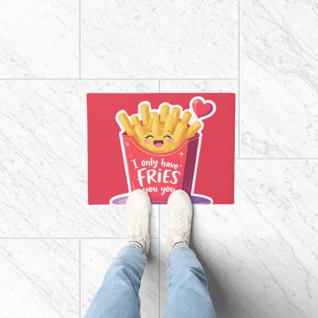 Cute Valentine French Fries Pun Deurmat (Binnen)