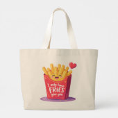 Cute Valentine French Fries Pun Grote Tote Bag (Achterkant)