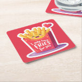 Cute Valentine French Fries Pun Kartonnen Onderzetters (Schuin)