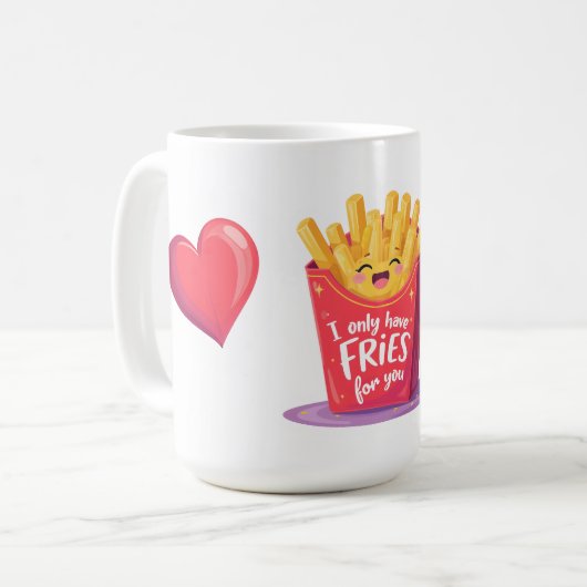 Cute Valentine French Fries Pun Koffiemok (Voorkant links)