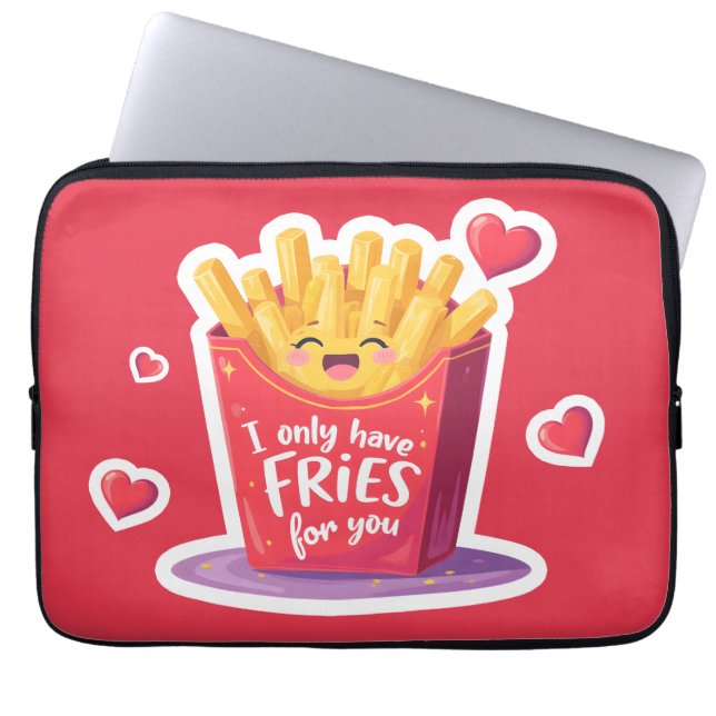 Cute Valentine French Fries Pun Laptop Sleeve (Voorkant)