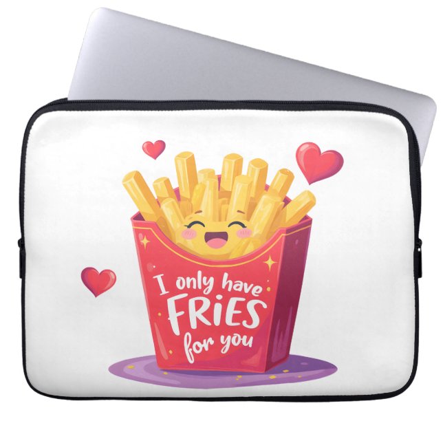 Cute Valentine French Fries Pun Laptop Sleeve (Voorkant)