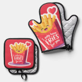 Cute Valentine French Fries Pun Ovenwant & Pannenlap Set (Voorkant / Achterkant)