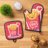 Cute Valentine French Fries Pun Ovenwant & Pannenlap Set (Top down)