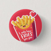 Cute Valentine French Fries Pun Ronde Button 3,2 Cm (Voorkant)