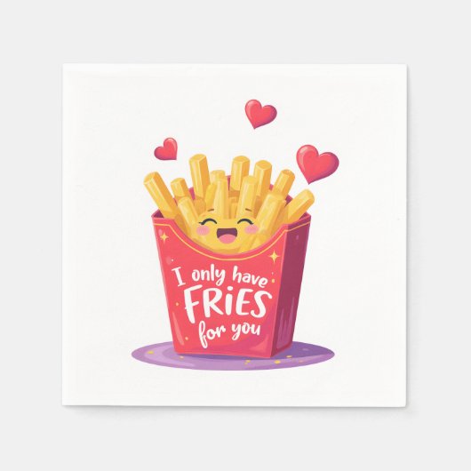Cute Valentine French Fries Pun Servet (Voorkant)