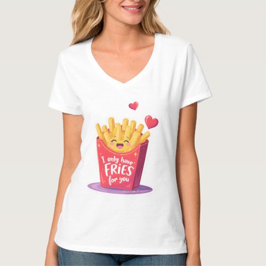 Cute Valentine French Fries Pun T-shirt (Voorkant)