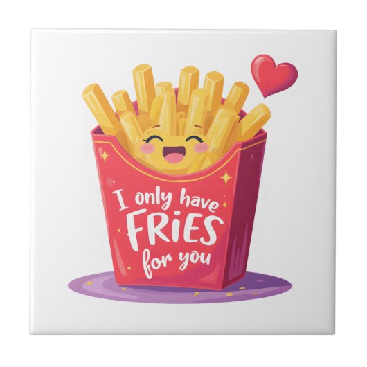 Cute Valentine French Fries Pun Tegeltje (Voorkant)