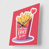 Cute Valentine French Fries Pun Vierkante Klok (Hoek)