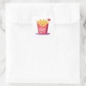 Cute Valentine French Fries Pun Vierkante Sticker (Tas)