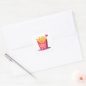 Cute Valentine French Fries Pun Vierkante Sticker (Envelop)
