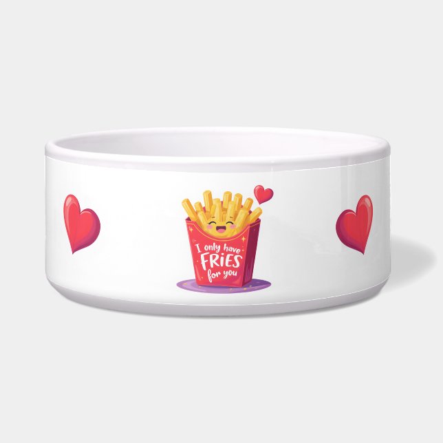 Cute Valentine French Fries Pun Voerbakje (Voorkant)