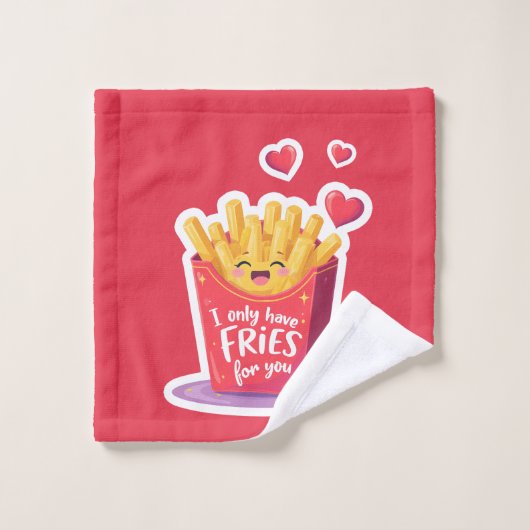 Cute Valentine French Fries Pun Washandje (Wasdoekje)