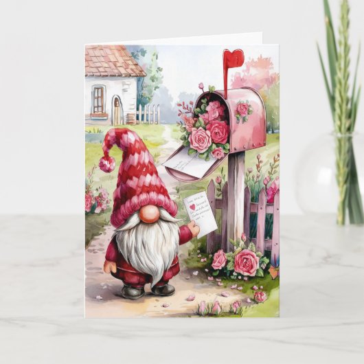 Cute Valentine Gnome At Mailbox Pen Pal Kaart (Voorkant)