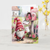 Cute Valentine Gnome At Mailbox Pen Pal Kaart (Gele Bloem)
