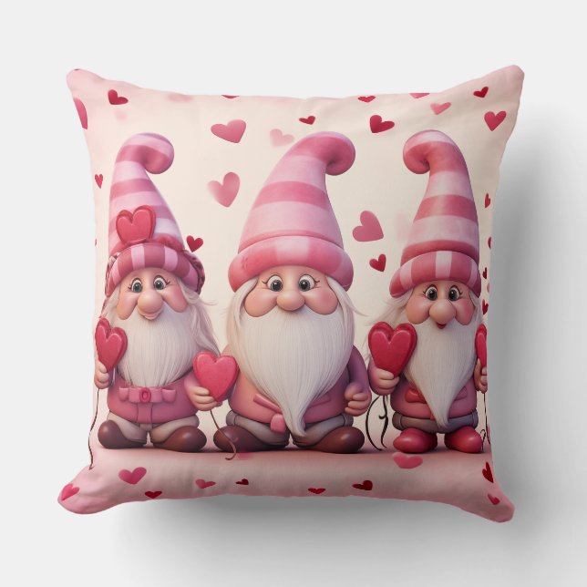 Cute Valentine Gnome Throw Pillow Kussen (Voorkant)