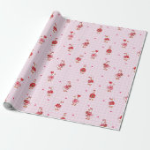 Cute Valentine Goose Pattern Hearts Pink Grid  Cadeaupapier (Uitgerold)