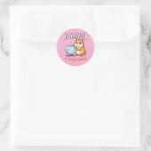 Cute Valentine Hamster – Love You a Whole Wheel Ronde Sticker (Tas)