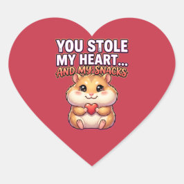 Cute Valentine Hamster–You Stole My Heart & Snacks Hart Sticker
